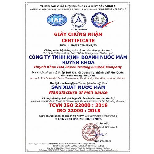 Chứng nhận FDA USA - HALAL - HACCP